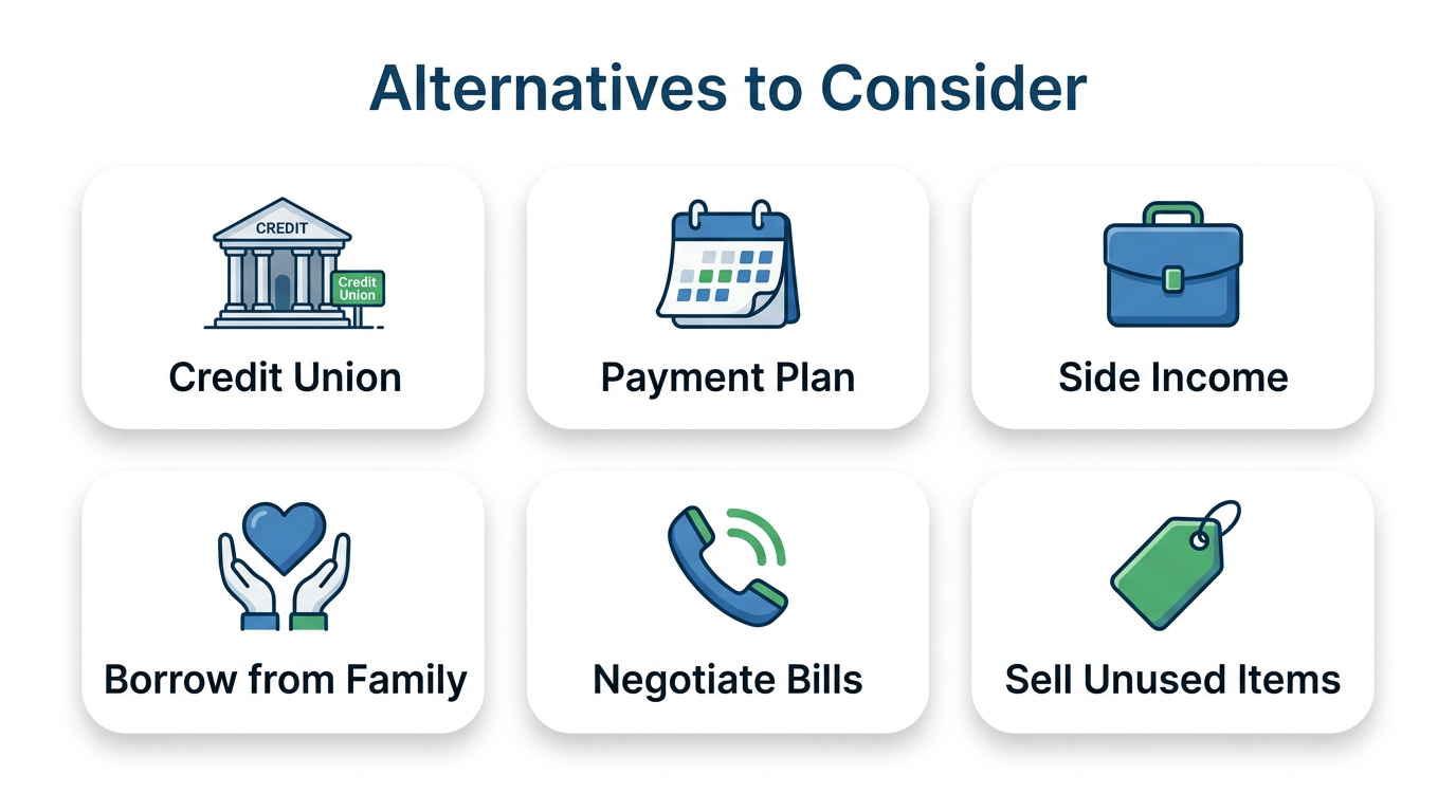 Alternative options to bad credit loans including credit unions and payment plans