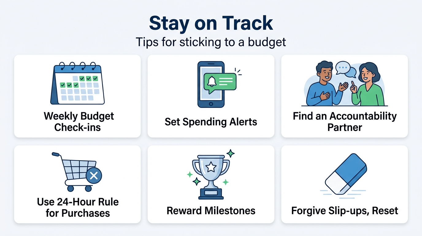 Tips for sticking to your budget with visual habit trackers and accountability strategies