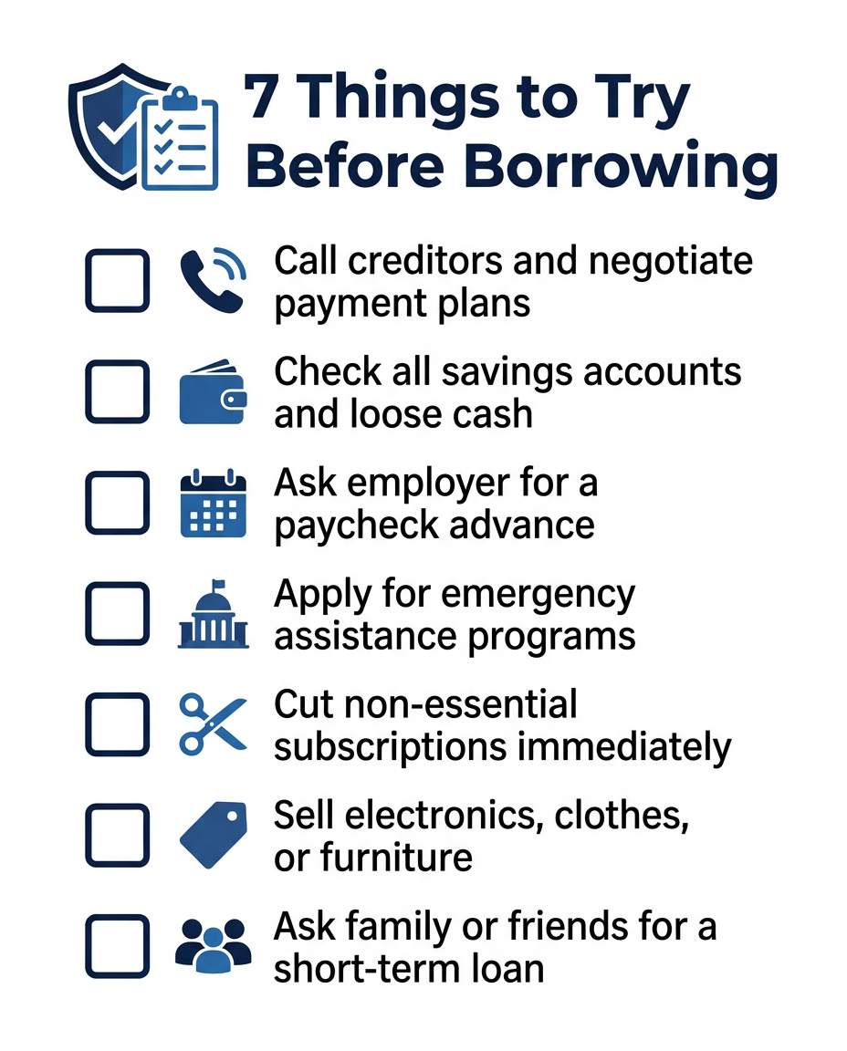 Checklist of 7 things to try before taking out an emergency loan