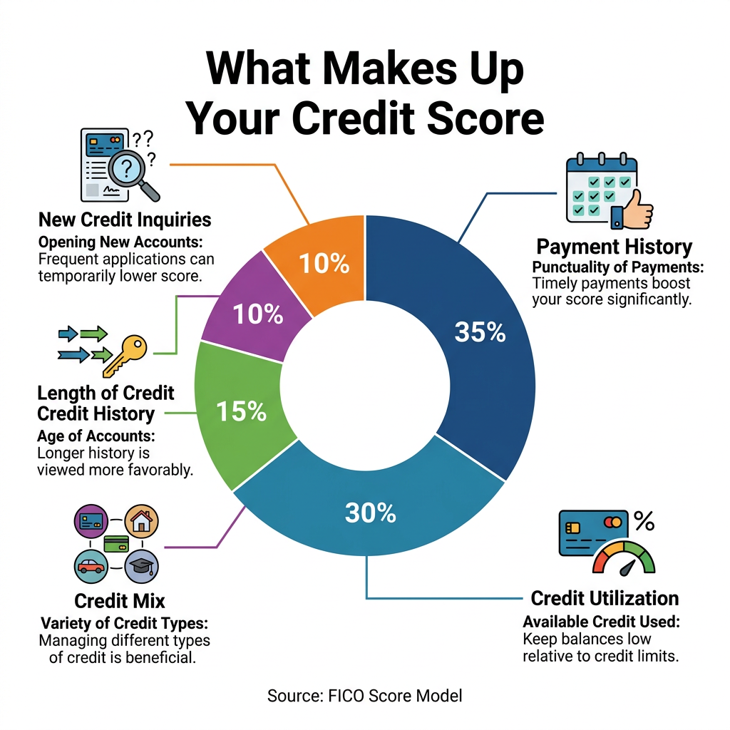 The 5 factors that determine your credit score with percentage weights
