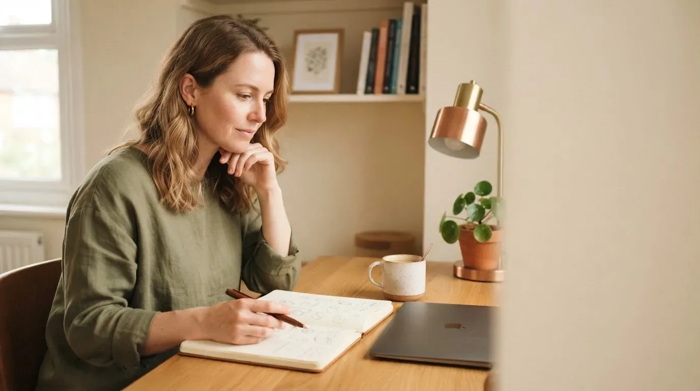 Person weighing the best way to consolidate debt with notes at a desk