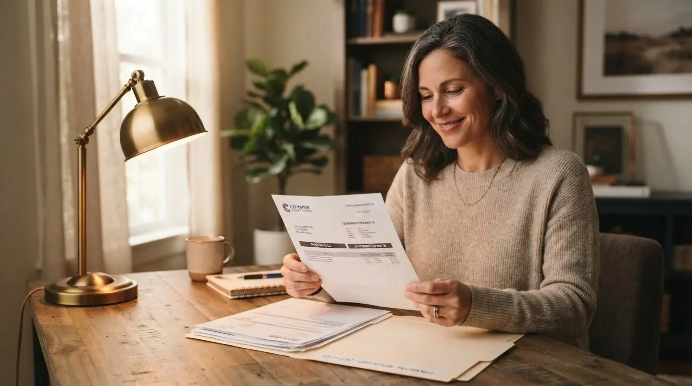 Person reviewing bad-credit debt consolidation loan options at a home desk