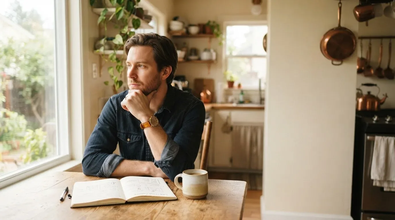Person weighing whether debt consolidation is a good idea at a kitchen table