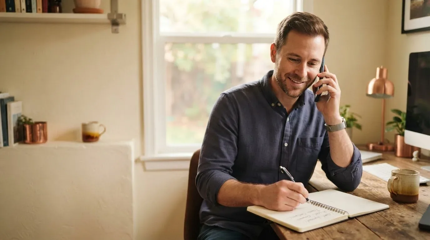 Person reviewing payday loan relief options and a monthly budget at a home desk