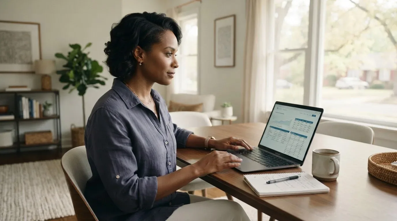 Alabama resident comparing online loan options on a laptop at home