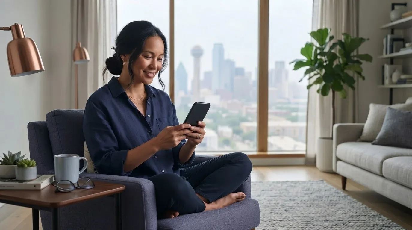 Arlington TX resident applying for a loan online on a phone