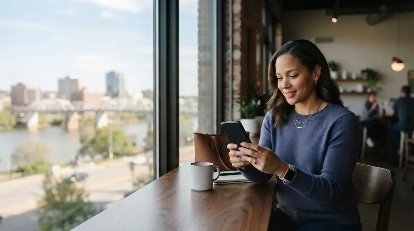 Chattanooga TN resident applying for a loan online on a phone
