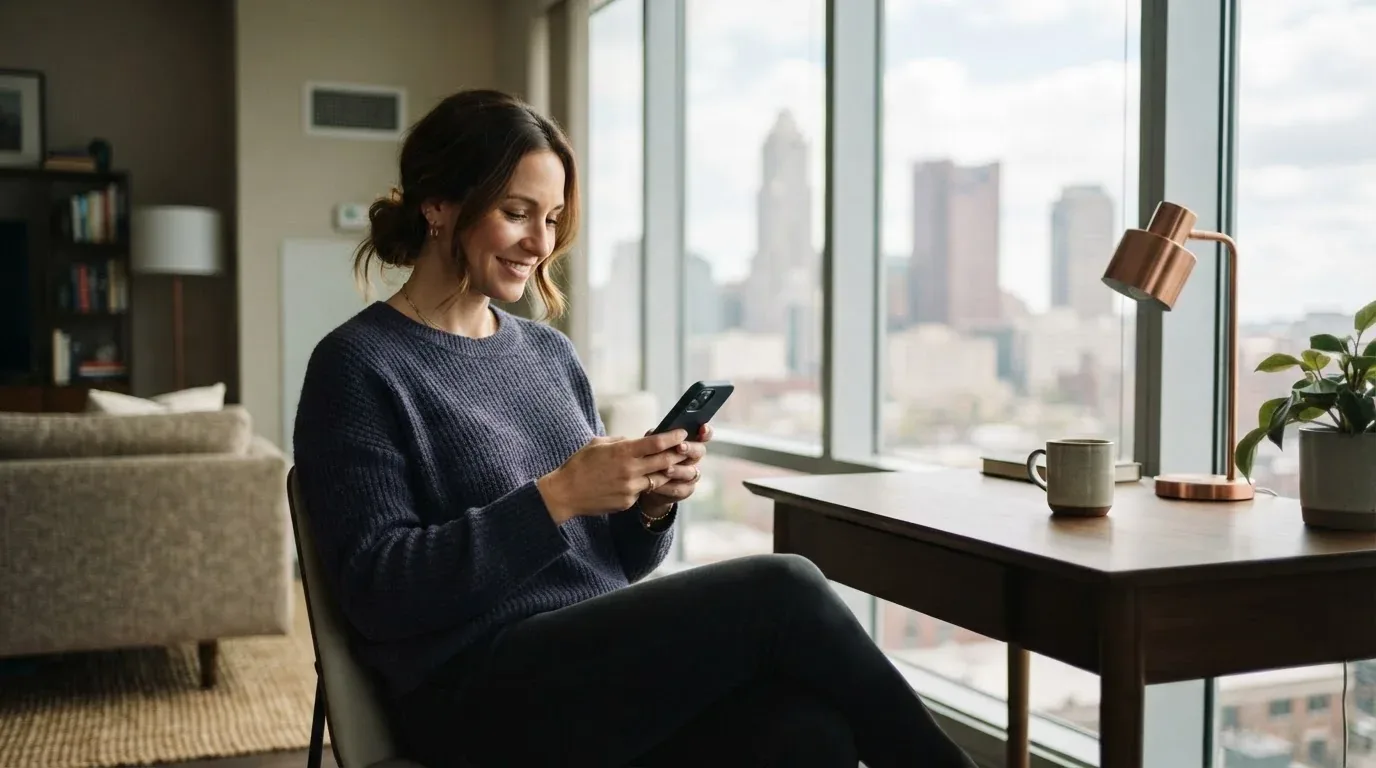 Columbus Ohio resident applying for a loan online on a phone