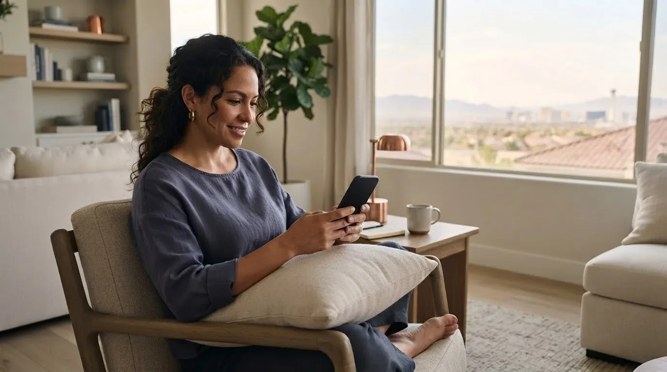 Henderson NV resident applying for a loan online on a phone
