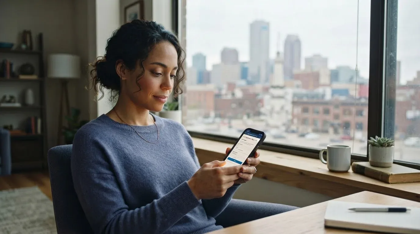 Indianapolis resident applying for a loan online on a phone
