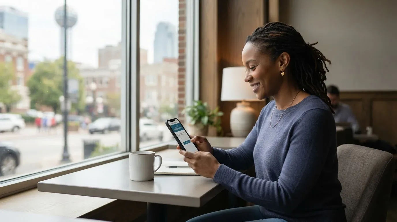 Knoxville TN resident applying for a loan online on a phone