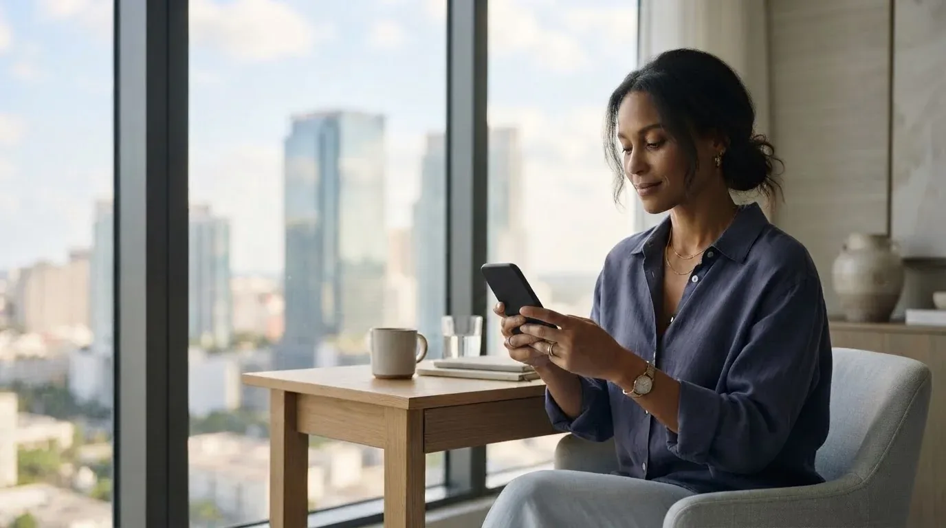 Miami FL resident applying for a loan online on a phone