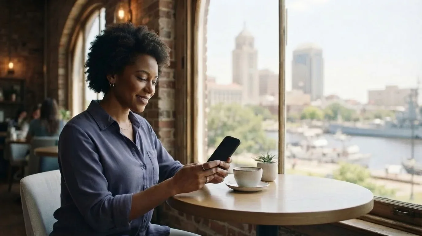 Mobile AL resident applying for a loan online on a phone