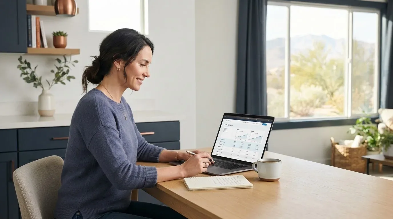 Nevada resident comparing online loan options on a laptop at home