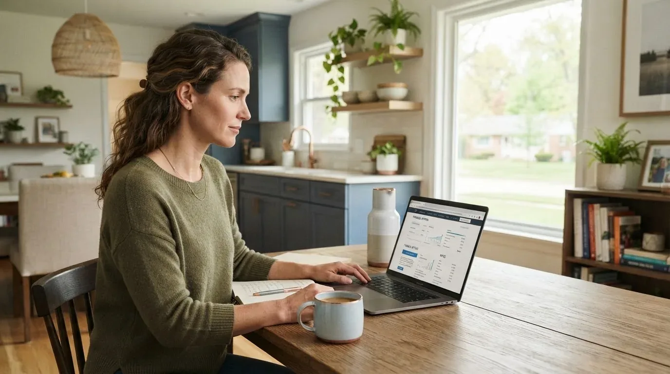 Ohio resident comparing online loan options on a laptop at home