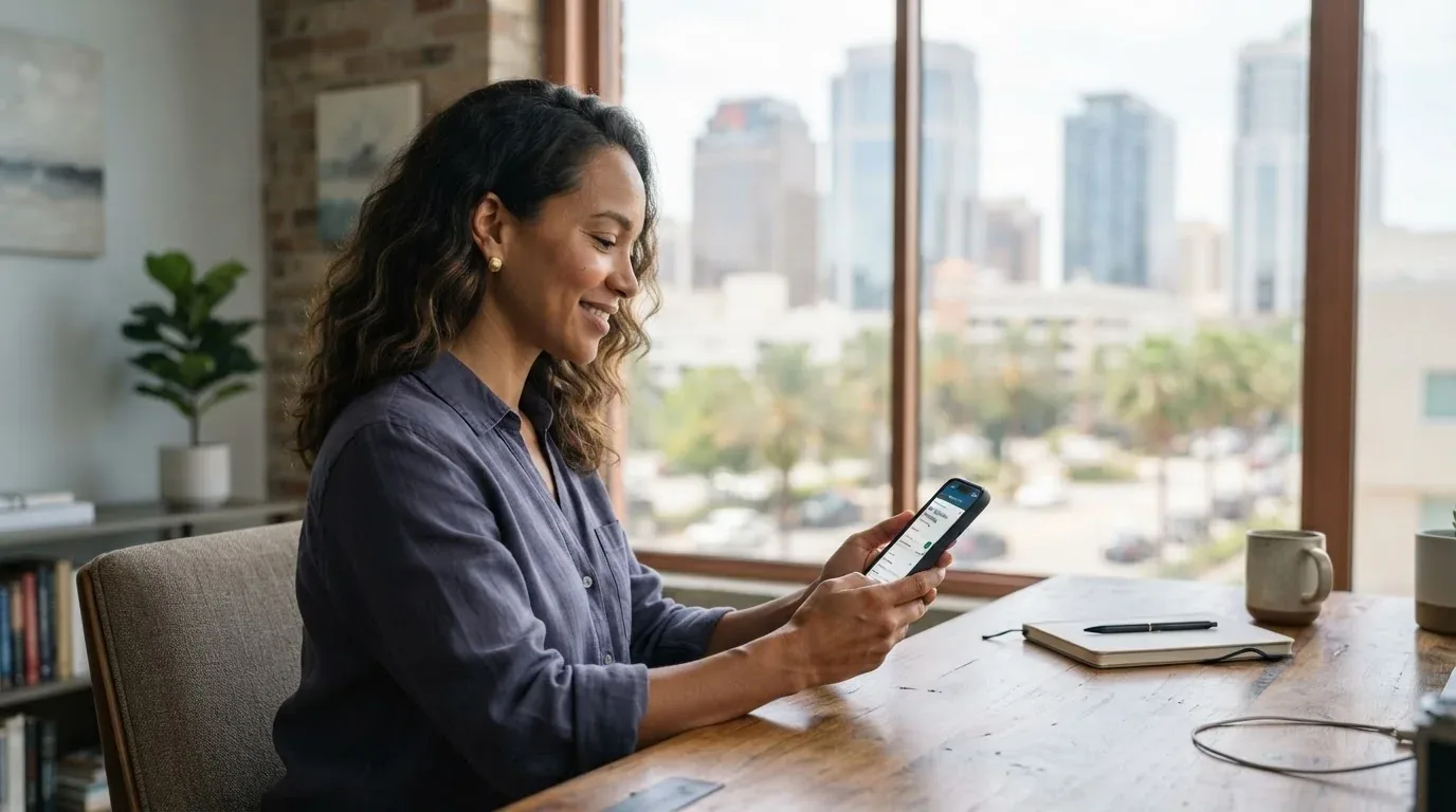 Orlando FL resident applying for a loan online on a phone