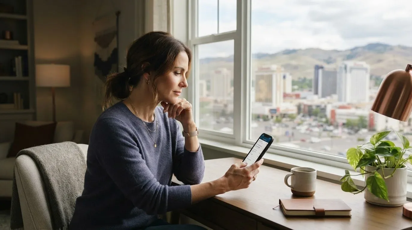 Reno NV resident applying for a loan online on a phone