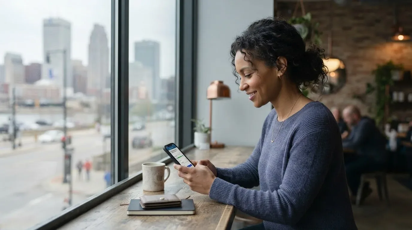 Toledo OH resident applying for a loan online on a phone