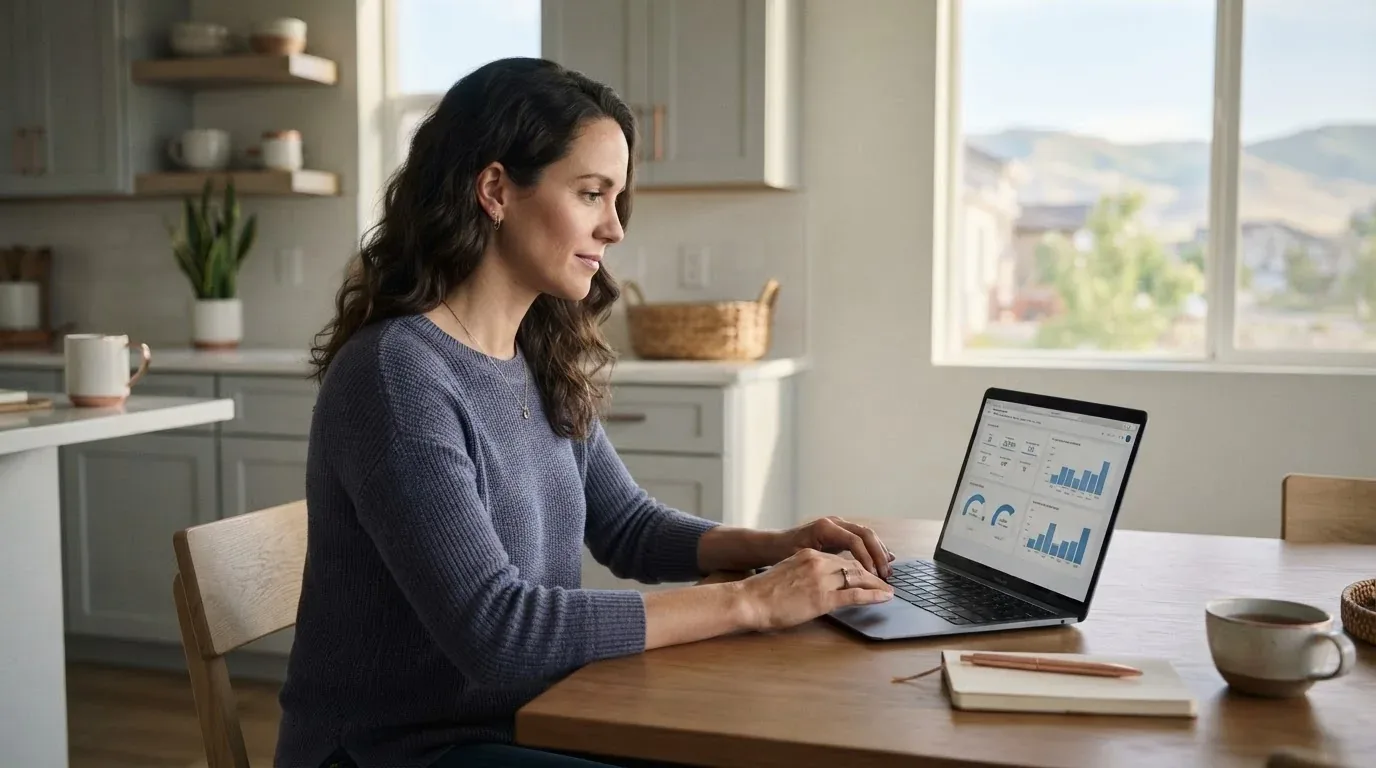 Utah resident comparing online loan options on a laptop at home