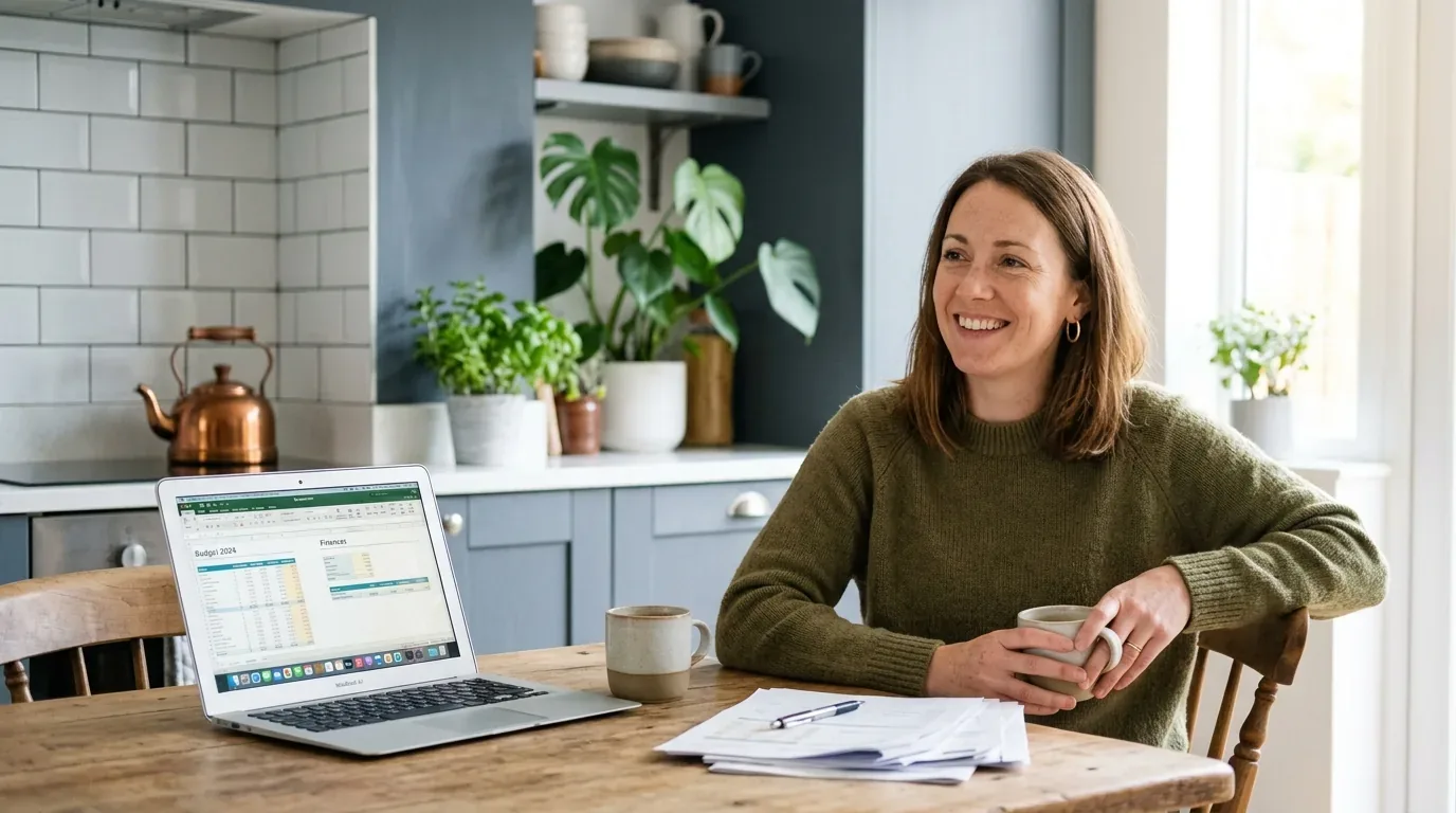 Person reviewing tribal loan options on a laptop at a bright kitchen table