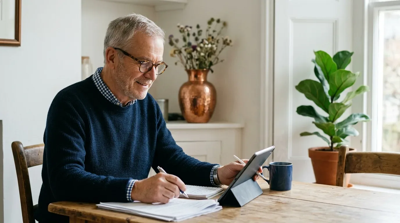 Person weighing whether debt consolidation is a good idea at a kitchen table